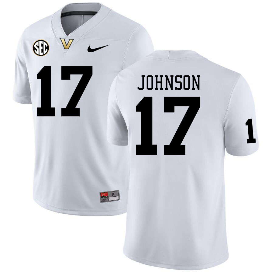 Vanderbilt Commodores #17 Nate Johnson College Football Jerseys Stitched Sale-White